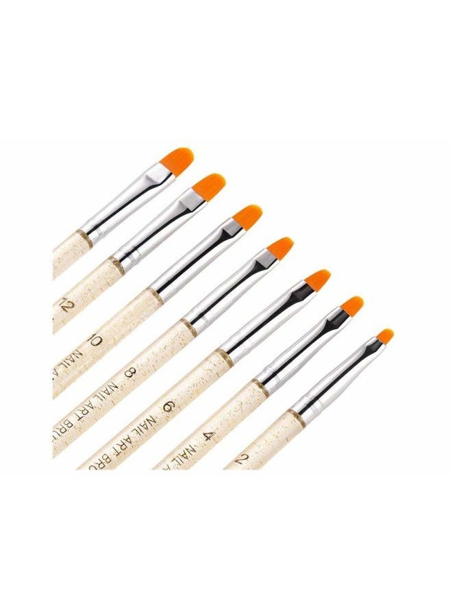 Aoshang 7Pcs UV Gel Nail Brush Set, Poly Extension Gel Brush, Nail Art Tips Builder Brush, Nylon Handle, Plastic Head, 7 Sizes (No.2/4/6/8/10/12/14) - Image 4